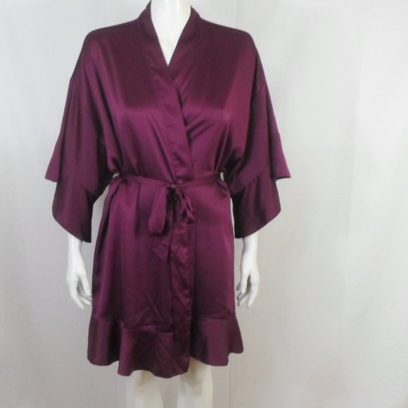 Victoria's Secret M/L Purple Satin Flounce Robe - Picture 1 of 5